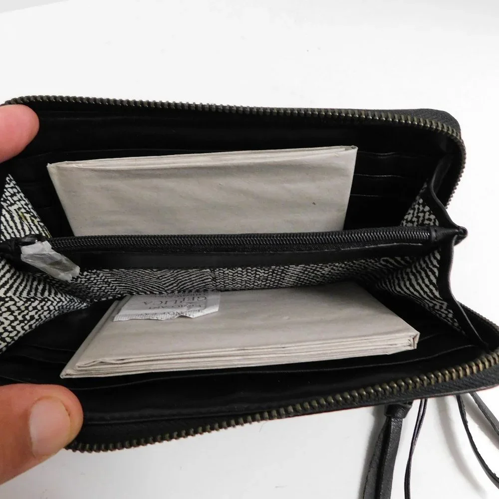 New Rebecca‎ MinkoffBlack Leather Three Zip Around Large Clutch Wallet